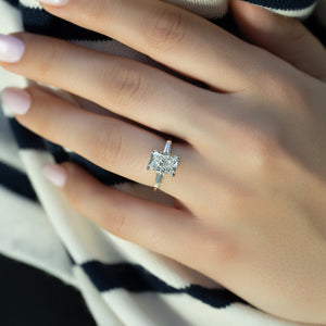 The Liv Set  With A 2.5 Carat Radiant 18K Yellow Gold Moissanite
