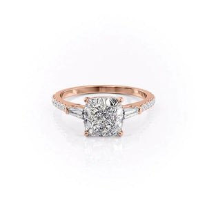 The Pave Liv Set With A 2.5 Carat Cushion 14K Rose Gold Lab Diamond