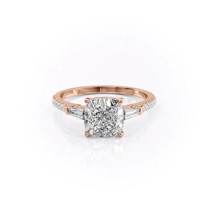 The Liv Set With A 2.5 Carat Cushion 14K Rose Gold Lab Diamond