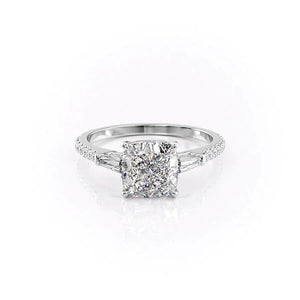 The Pave Liv Set  With A 3 Carat Cushion 18K White Gold Moissanite