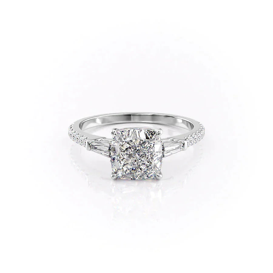 The Liv Set With A 1.5 Carat Cushion 18K White Gold Lab Diamond
