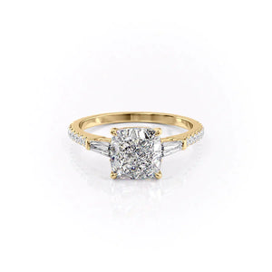 The Liv Set With A 2.5 Carat Cushion 18K Yellow Gold Lab Diamond