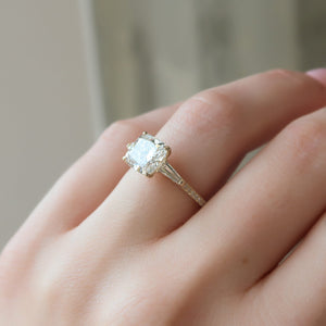 The Pave Liv Set With A 1 Carat Cushion 18K Yellow Gold Lab Diamond