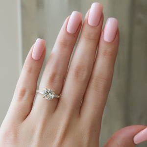 The Pave Liv Set With A 1.5 Carat Cushion 14K Yellow Gold Lab Diamond