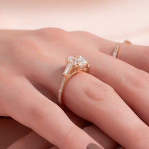 The Pave Liv Set With A 2 Carat E. Cushion 14K Rose Gold Lab Diamond