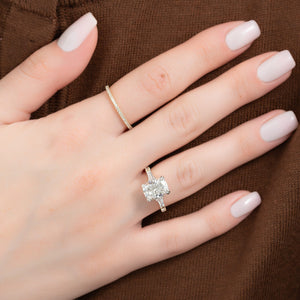 The Pave Liv Set With A 1 Carat E. Cushion 18K Yellow Gold Lab Diamond
