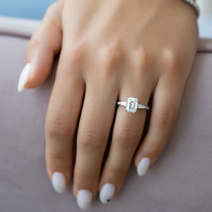 The Liv Set  With A 2 Carat Emerald 18K White Gold Moissanite