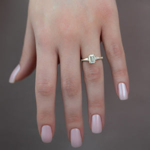 The Pave Liv Set With A 2 Carat Emerald 18K Yellow Gold Lab Diamond