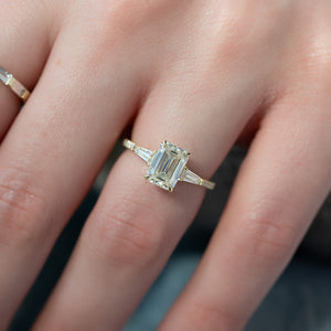 The Liv Set  With A 3 Carat Emerald 18K Yellow Gold Moissanite