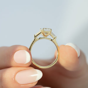 The Pave Liv Set With A 1 Carat Emerald 18K Yellow Gold Lab Diamond