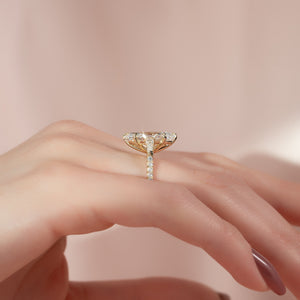 The Liv Set  With A 3 Carat Marquise 18K Yellow Gold Moissanite