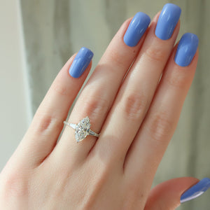 The Pave Liv Set With A 1 Carat Marquise 18K Yellow Gold Lab Diamond