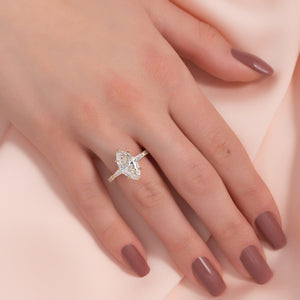 The Pave Liv Set With A 2.5 Carat Marquise 14K Yellow Gold Lab Diamond