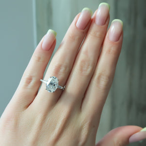 The Pave Liv Set With A 1.5 Carat Oval 14K White Gold Lab Diamond