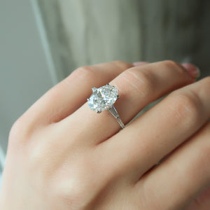 The Liv Set  With A 3 Carat Oval 14K White Gold Moissanite