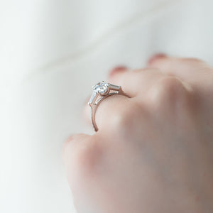 The Pave Liv Set  With A 2 Carat Oval 18K White Gold Moissanite