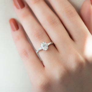 The Pave Liv Set With A 2.5 Carat Oval 14K White Gold Lab Diamond