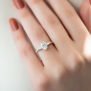 The Pave Liv Set  With A 5 Carat Oval 14K White Gold Moissanite