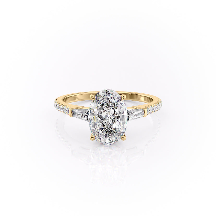 The Pave Liv Set With A 1 Carat Oval 18K Yellow Gold Lab Diamond