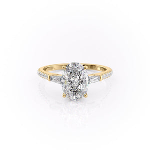 The Pave Liv Set With A 1 Carat Oval 18K Yellow Gold Lab Diamond
