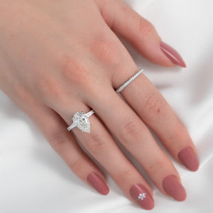 The Pave Liv Set With A 2 Carat Pear 14K White Gold Lab Diamond