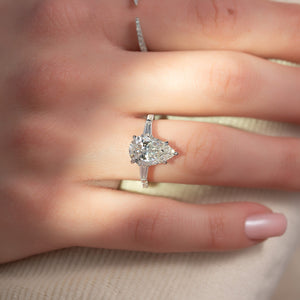 The Pave Liv Set With A 2 Carat Pear 14K White Gold Lab Diamond