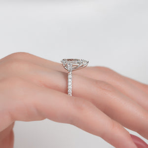 The Liv Set  With A 3 Carat Pear 18K White Gold Moissanite