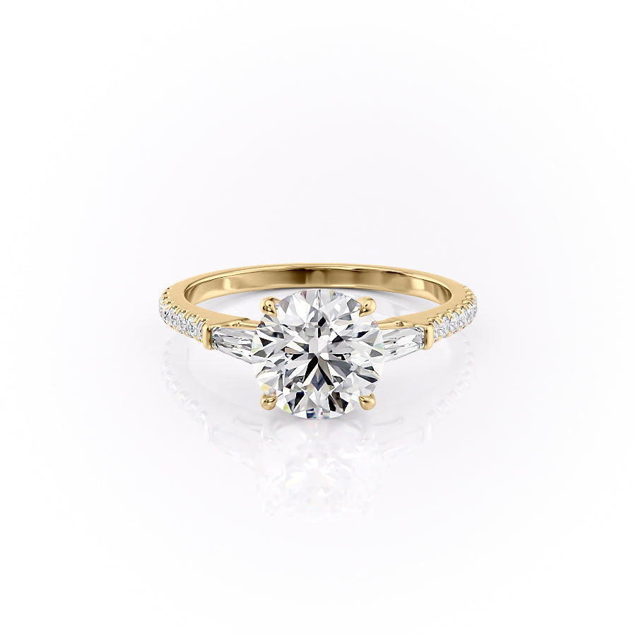 The Pave Liv Set With A 2.5 Carat Round 14K Yellow Gold Lab Diamond