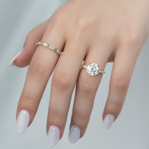 The Pave Liv Set With A 1 Carat Round 18K Yellow Gold Lab Diamond