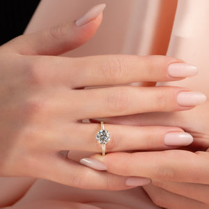 The Pave Liv Set With A 1 Carat Round 14K Yellow Gold Lab Diamond