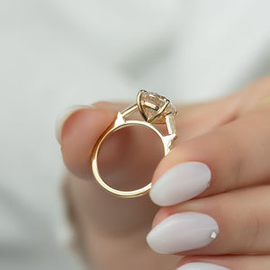 The Pave Liv Set  With A 5 Carat Round 18K Yellow Gold Moissanite