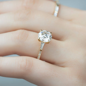 The Liv Set  With A 2 Carat Round 14K Yellow Gold Moissanite