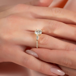 The Pave Liv Set  With A 4.5 Carat Round 18K Yellow Gold Moissanite