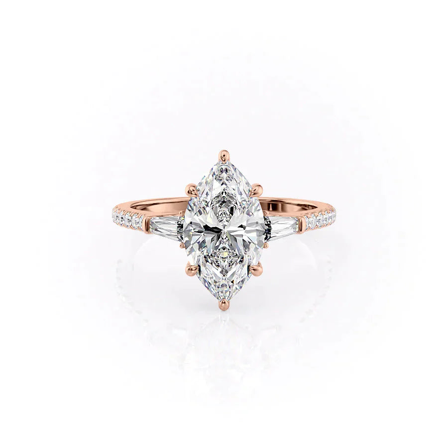 The Liv Set With A 2 Carat Marquise 14K Rose Gold Lab Diamond