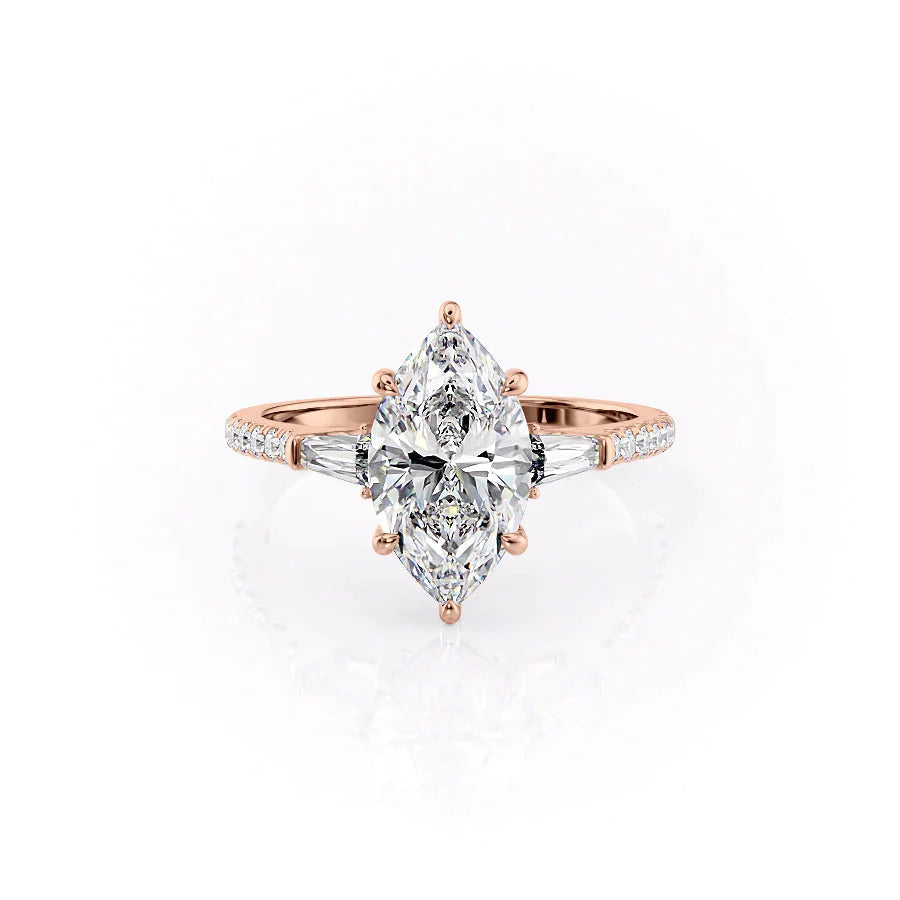 The Pave Liv Set With A 1 Carat Marquise 14K Rose Gold Lab Diamond