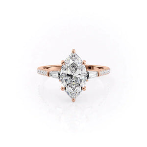 The Liv Set With A 3 Carat Marquise 14K Rose Gold Lab Diamond