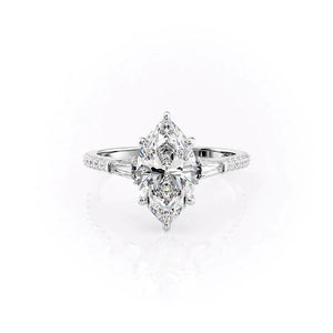 The Pave Liv Set With A 2.5 Carat Marquise 14K White Gold Lab Diamond
