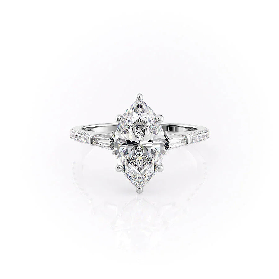 The Pave Liv Set  With A 2 Carat Marquise 14K White Gold Moissanite