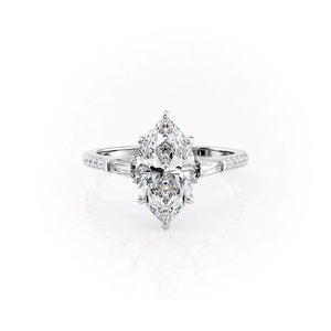The Liv Set With A 2 Carat Marquise 14K White Gold Lab Diamond