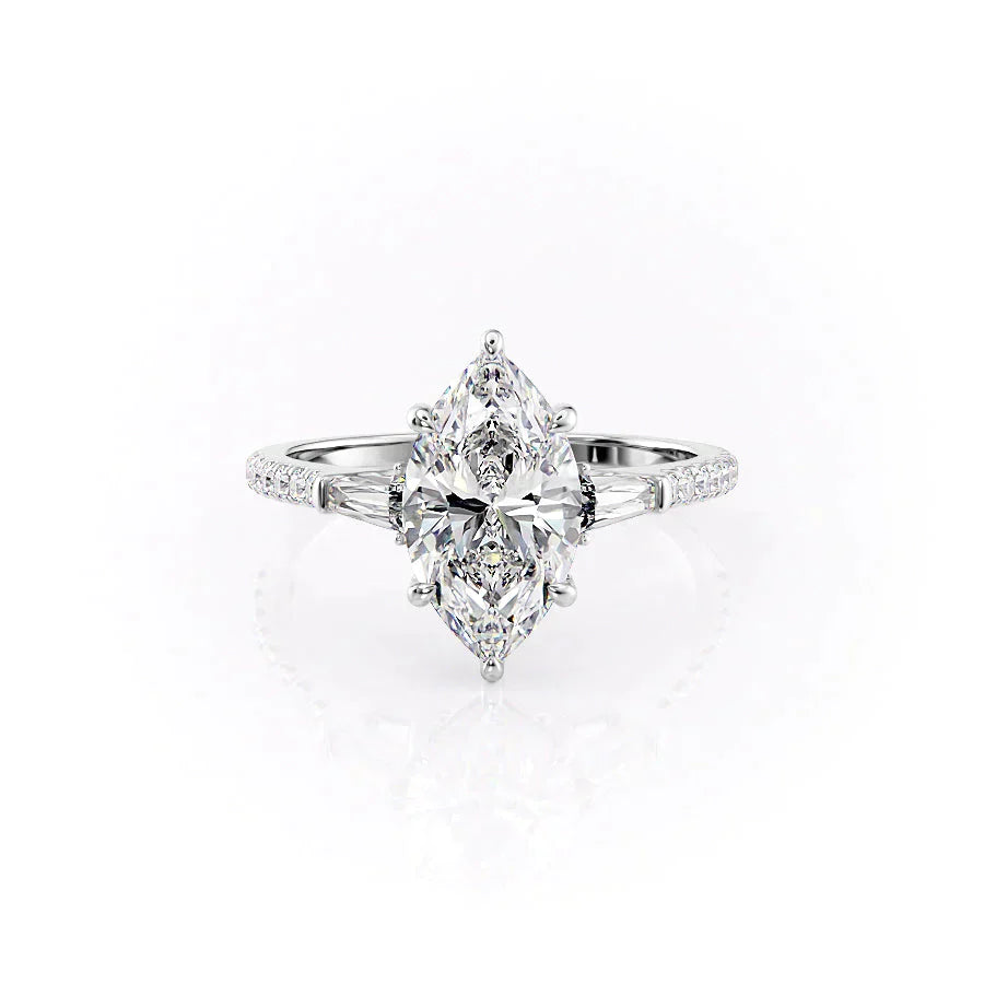 The Liv Set With A 1 Carat Marquise 14K White Gold Lab Diamond