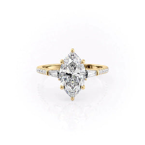 The Pave Liv Set With A 1 Carat Marquise 18K Yellow Gold Lab Diamond