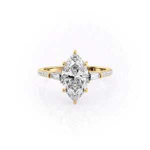 The Liv Set With A 1 Carat Marquise 18K Yellow Gold Lab Diamond