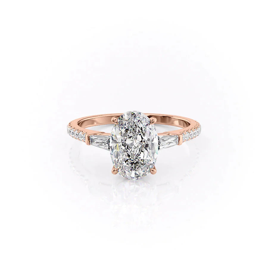 The Pave Liv Set With A 1 Carat Oval 14K Rose Gold Lab Diamond