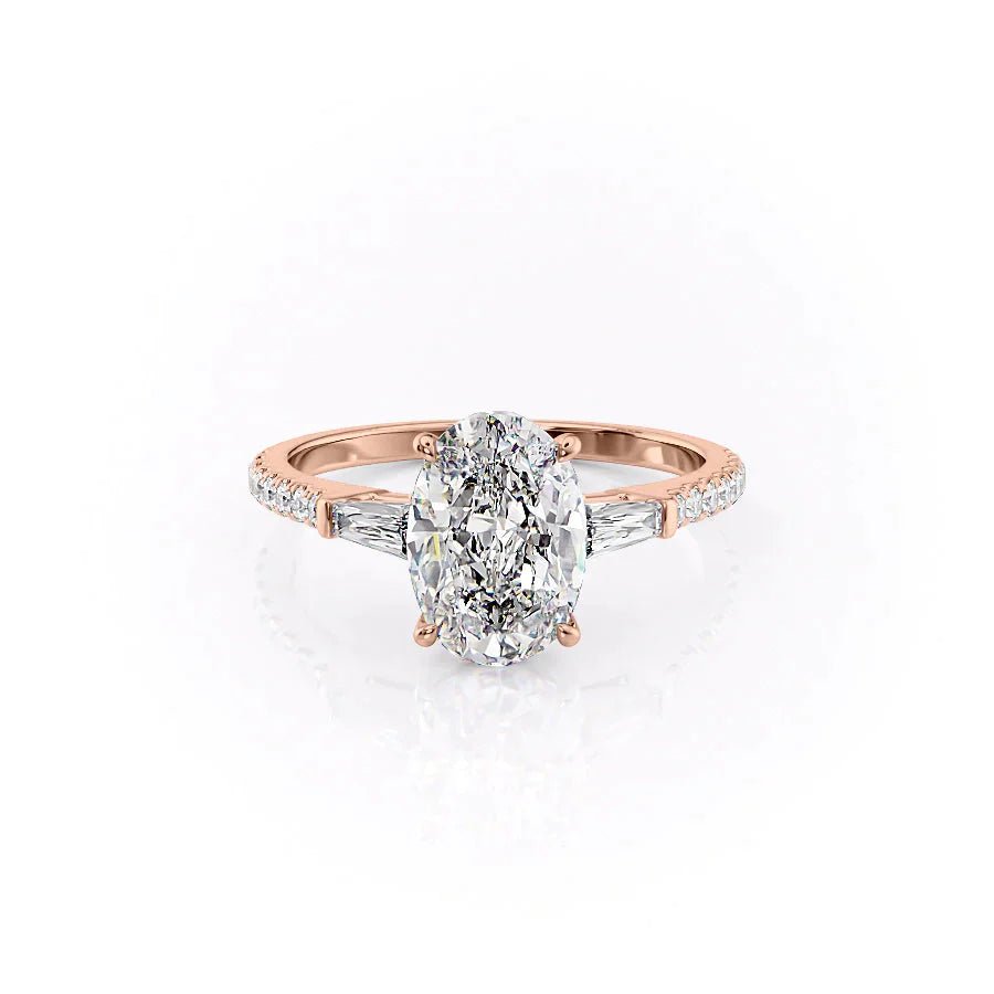 The Pave Liv Set  With A 4 Carat Oval 14K Rose Gold Moissanite