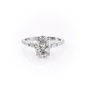 The Pave Liv Set With A 1.5 Carat Oval 18K White Gold Lab Diamond