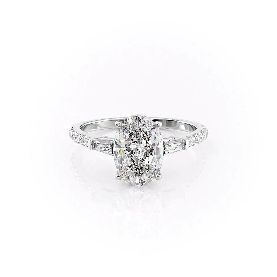 The Pave Liv Set  With A 2 Carat Oval 14K White Gold Moissanite