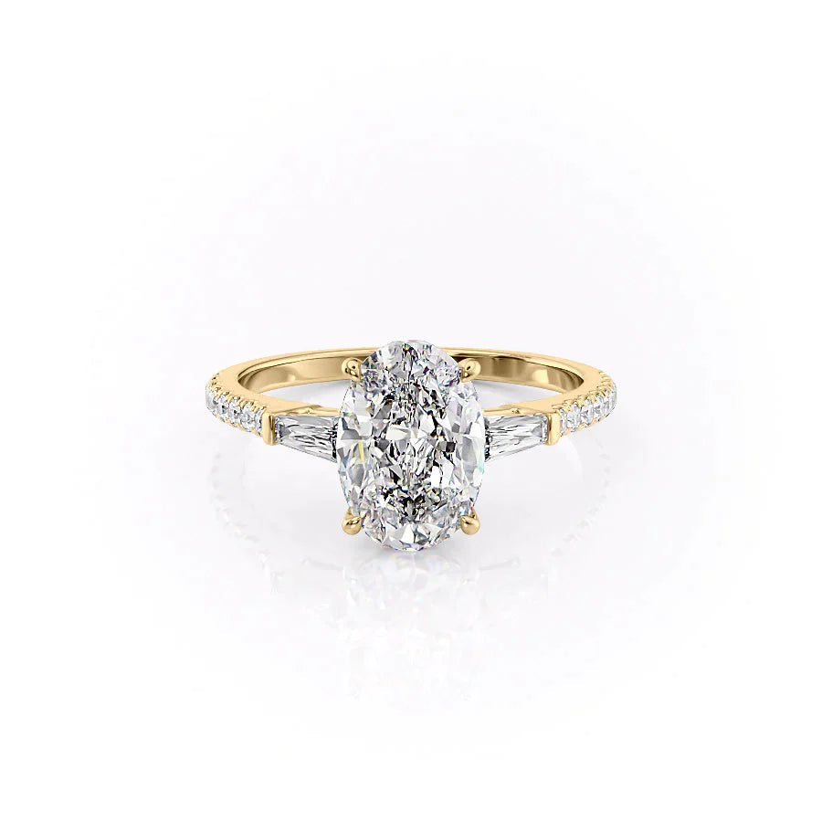 The Pave Liv Set With A 2 Carat Oval 14K Yellow Gold Lab Diamond