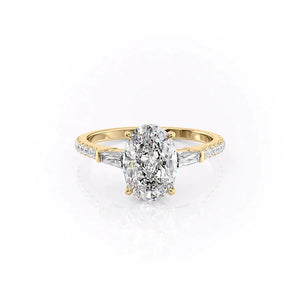The Pave Liv Set  With A 4 Carat Oval 14K Yellow Gold Moissanite