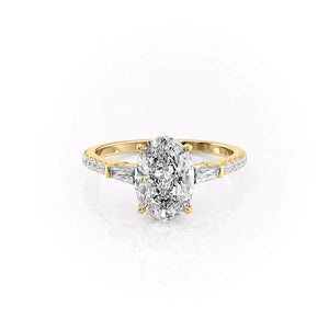 The Pave Liv Set With A 1 Carat Oval 14K Yellow Gold Lab Diamond