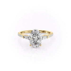 The Liv Set  With A 1.5 Carat Oval 18K Yellow Gold Moissanite